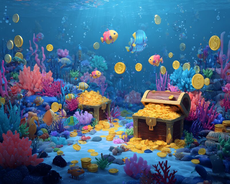 Game bắn cá với đồ họa 3D sống động, các loài cá đầy màu sắc, súng bắn hiện đại, đại dương xanh