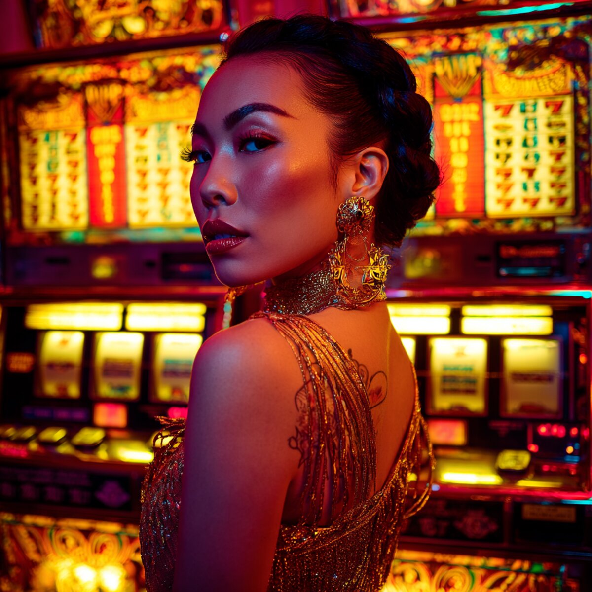 Collection of slot games với jackpot numbers, spinning reels, gold coins, diamond symbols